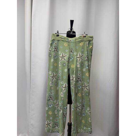 2Life, green floral pants w/ draw string. 
Waist-15, Inseam-26, Rise-11 - Picture 1 of 4